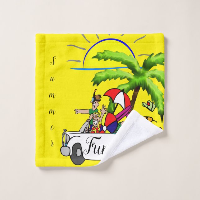 Été Plage Amusante Palm Arbre Salle de bain Servie (Gant de toilette)