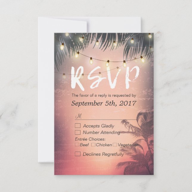 Été Plage Éclairage Chic Mariage RSVP Réponse (Devant)