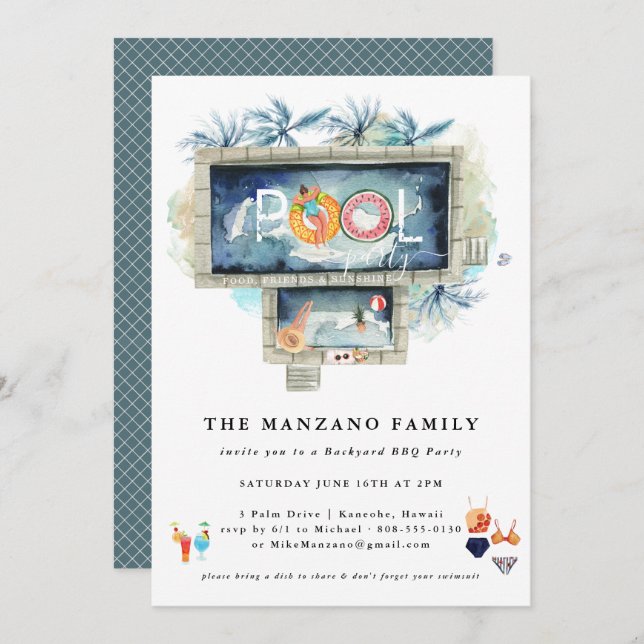 Été Rétro | Invitation à la Fête au Bord de la Pis (Devant / Derrière)