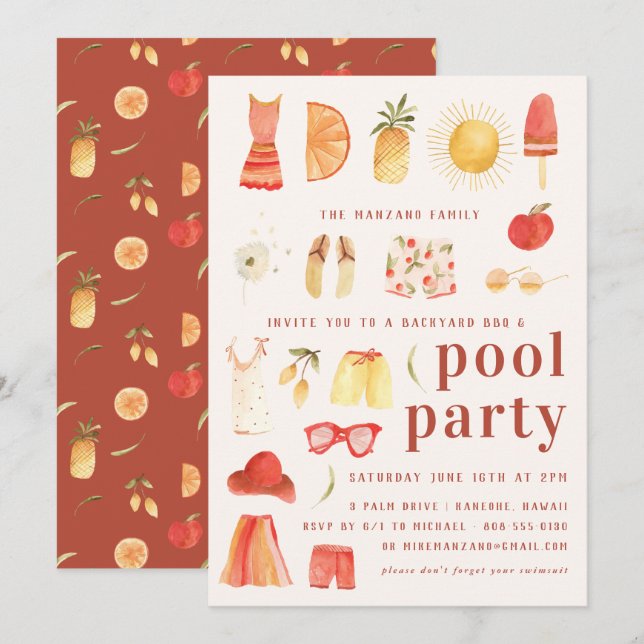 Été Rétro | Invitation à une Fête au Bord de la Pi (Devant / Derrière)