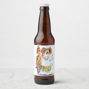 Été Snowman Surfer Boissons Étiquette bouteille