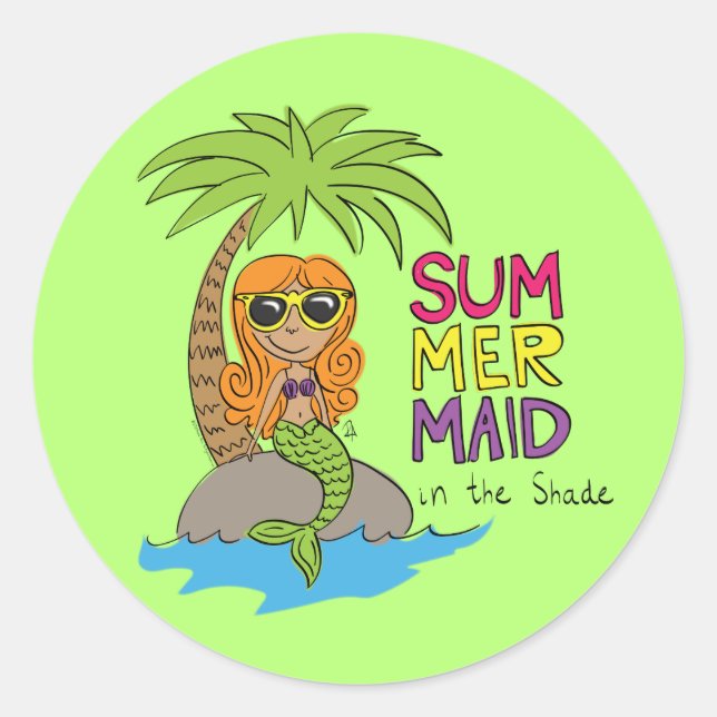 Été Sticker mignon Mermaid Lime vert (Devant)