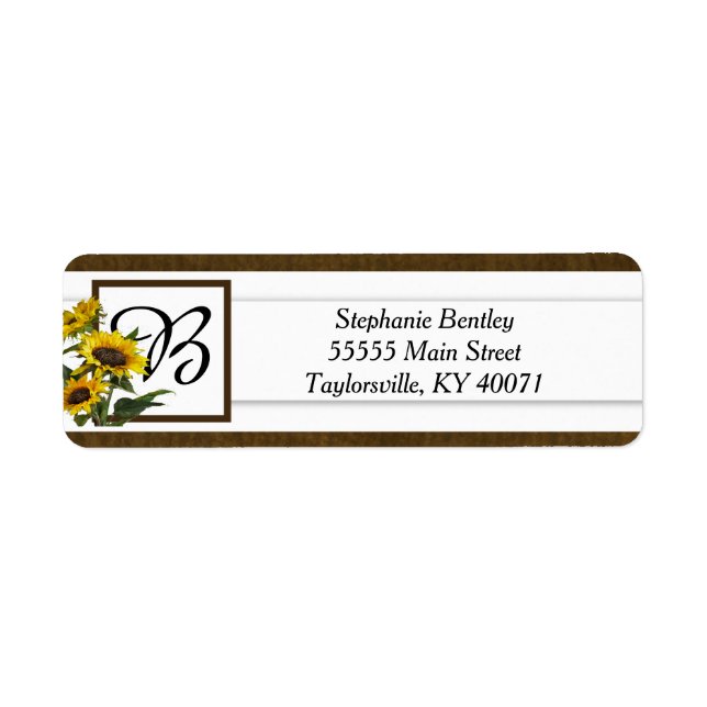 Été Sunflower Burlap Adresse de retour Étiquette (Devant)