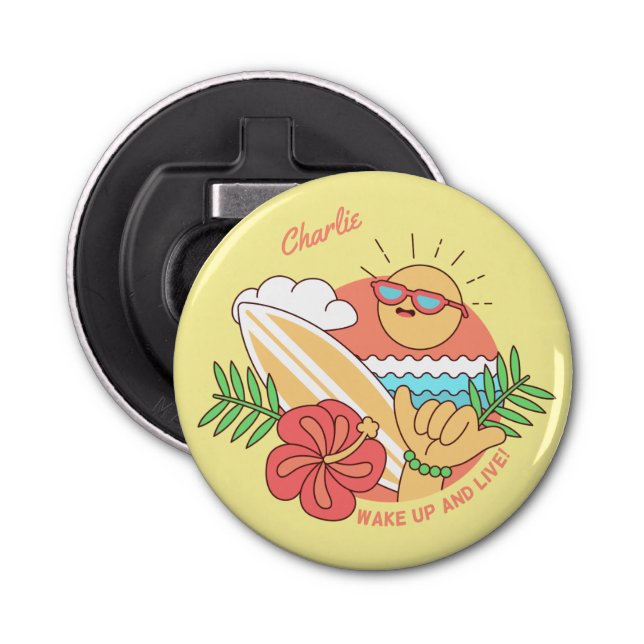 Été Surfer nom personnalisé ouvre-bouteille (Devant)