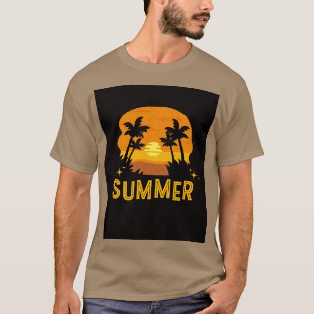 Été" T-shirt Palm Tree - Édition Vibes tropicales (Devant)