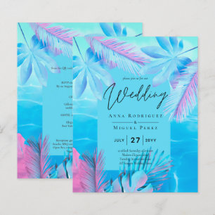Eté tropical moderne Aqua Mariage bleu rose
