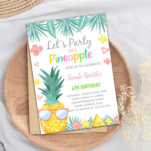 Été tropical modifiable Invitation imprimable (Pineapple Party Birthday Invitations)