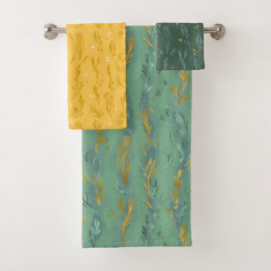 Eté vert herbe ensoleillé jaune & bleu Ensemble de
