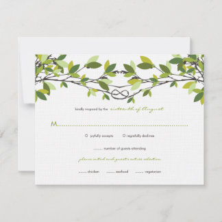 Été Vert noué Aimer Arbres Mariage Carte RSVP
