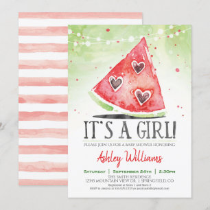 Été Watermelon Girl Baby shower Invitation