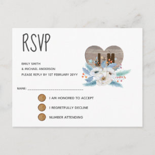 Eternal Love Wedding Carte RSVP Flower blanc