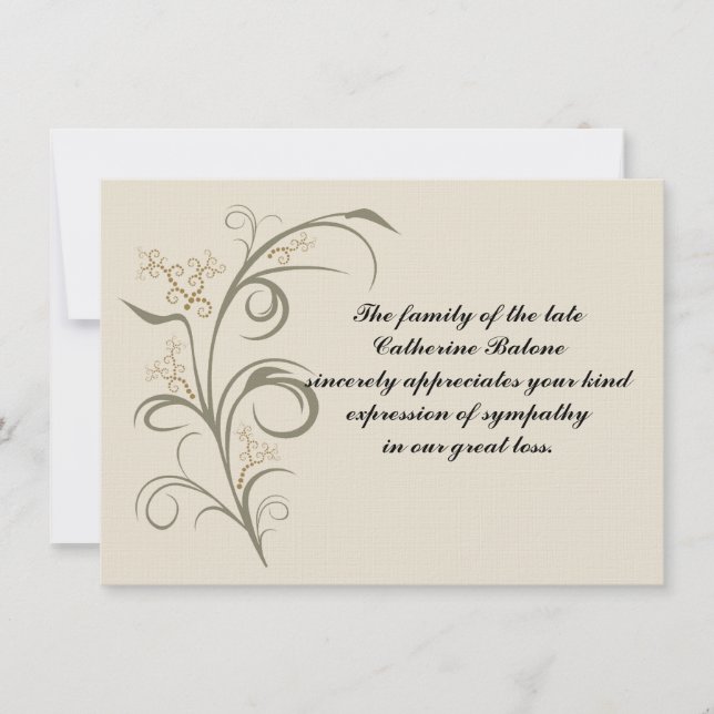 Eternel - Bereavement Merci Carte pour notes (Devant)