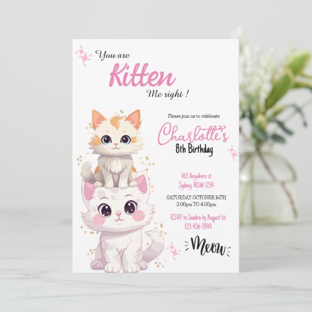 êtes-vous Kitten me chat invitation Anniversaire (Debout devant)