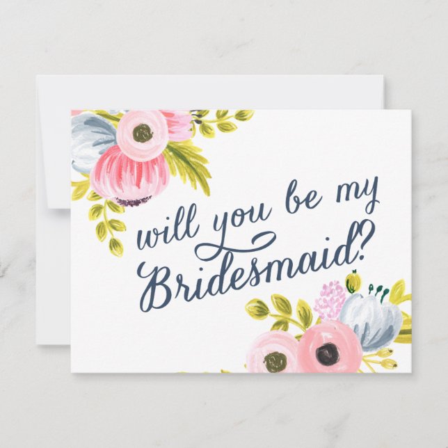 ÊTES-VOUS MON BRIDESMAID ? Carte peinte à la main (Devant)
