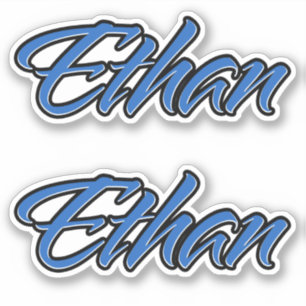 Ethan Name Blue Autocollant Sticker Set