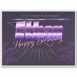Ethan Name Prénom lila retro Sticker