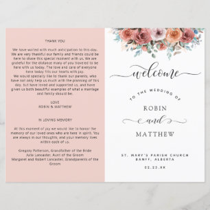 Ethereal Blush Peach, Floral Wedding Program