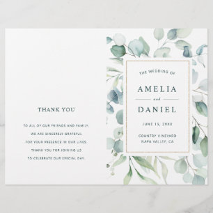 Ethereal Eucalyptus Green Mariage programme de cér