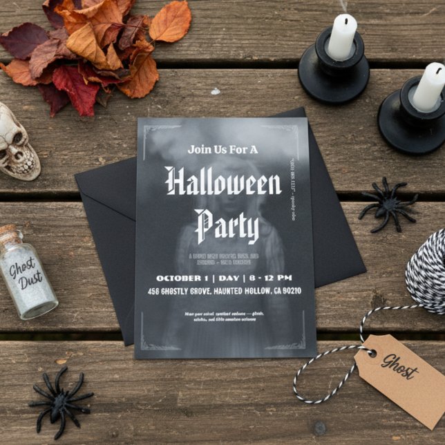 Ethereal Ghostly Figure Halloween Invitation Card. (Créateur téléchargé)