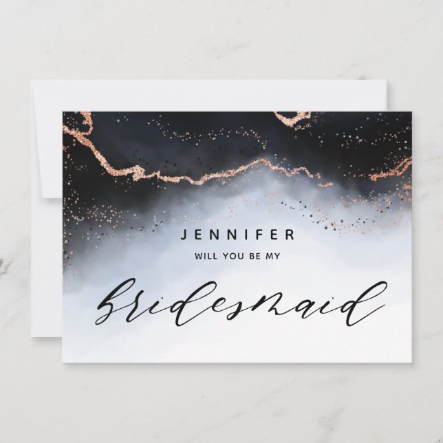 Ethereal Mist Ombre Navy Blue Bridesmaid Propositi (Devant)