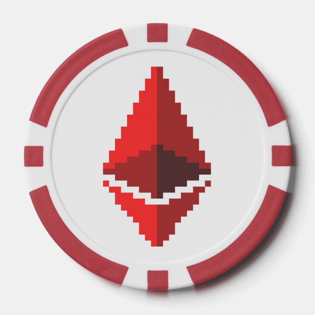 Ethereum ETH Logo 8-Bit Rouge | Jetons de Poker (Recto)