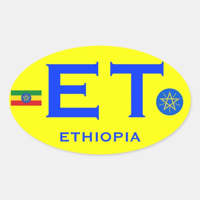ETHIOPIE - Autocollant ovale de style Euro (Devant)