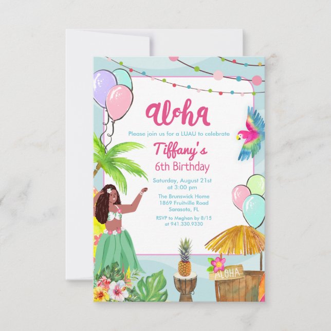 Ethnic Aloha Luau Tropical Birthday Invitation (Devant)