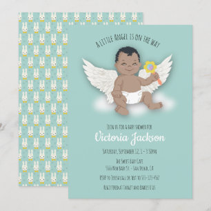 Ethnic Boy petit ange bébé invitations à la douche