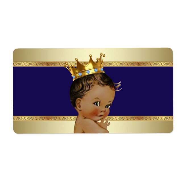 Ethnic Prince Boy Baby shower Étiquette de bouteil (Devant)