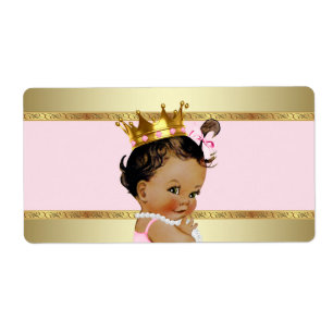Ethnic Princess Baby shower Étiquette de bouteille