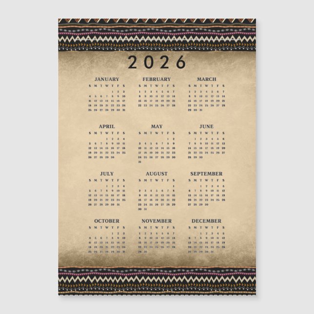 Ethnic Tribal Stripes 2026 Magnetic Card (Devant)
