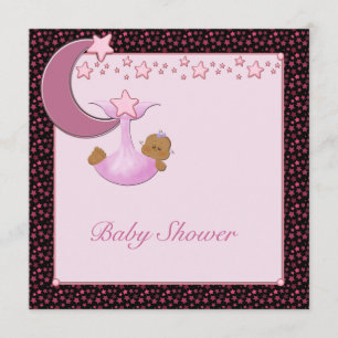 Ethnique Baby Girl Moon & Stars Shower Invitation