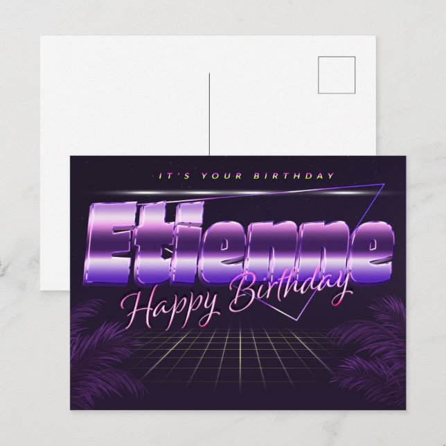 Etienne Name Prénom lila Carte postale (Devant / Derrière)