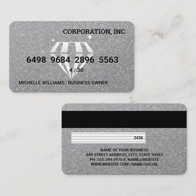 Étincelle de diamant | Glitterie | Carte de crédit (Devant / Derrière)