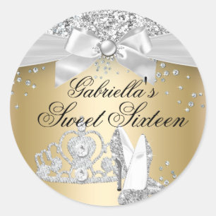 Étincelle Tiara Talons Or Sweet 16 Sticker