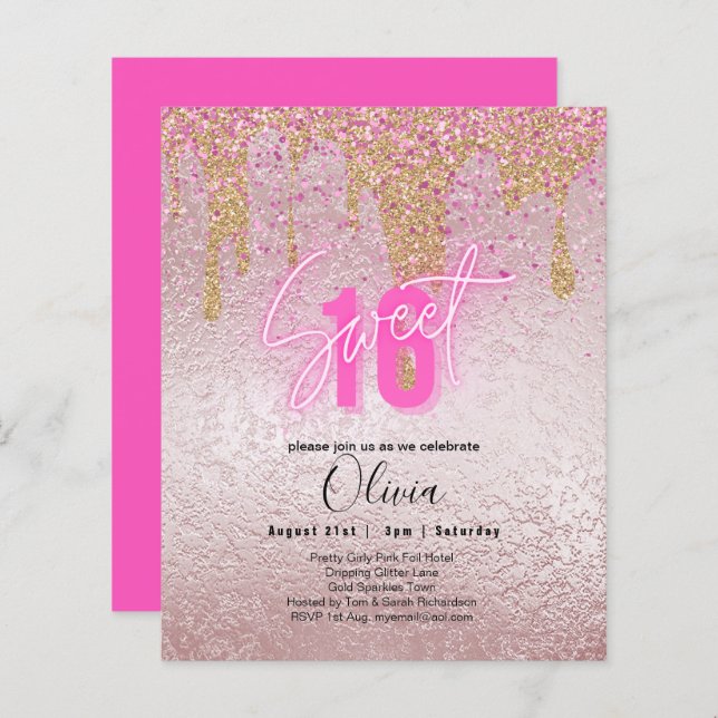 Étincelles Douce16 Jolie fille rose 16e anniversai (Devant / Derrière)