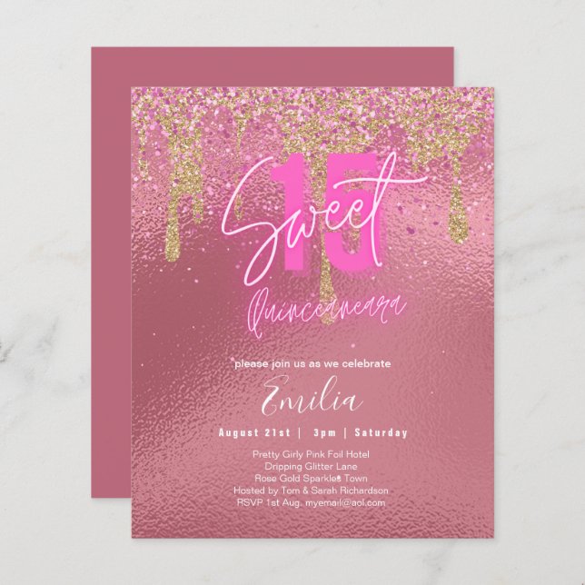 Étincelles Douce16 Jolie fille rose 16e anniversai (Devant / Derrière)