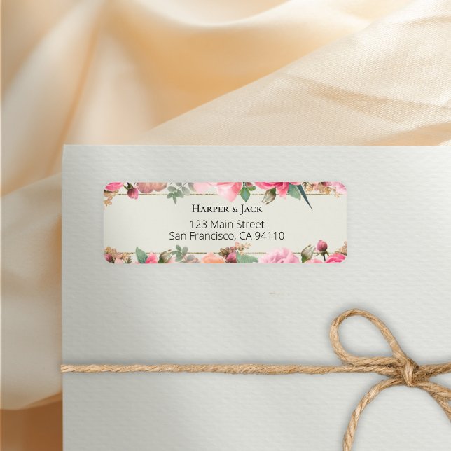 Étiquette Е légendaire Blush Rose Red Roses Mariage or (Créateur téléchargé)