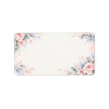 水彩フラワー 結婚式 宛名ラベル ダスティブルー＆くすみピンク 花柄