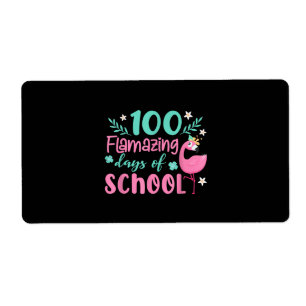 Étiquette 100 Jours De Flamazing De L'École   Flamant rose d