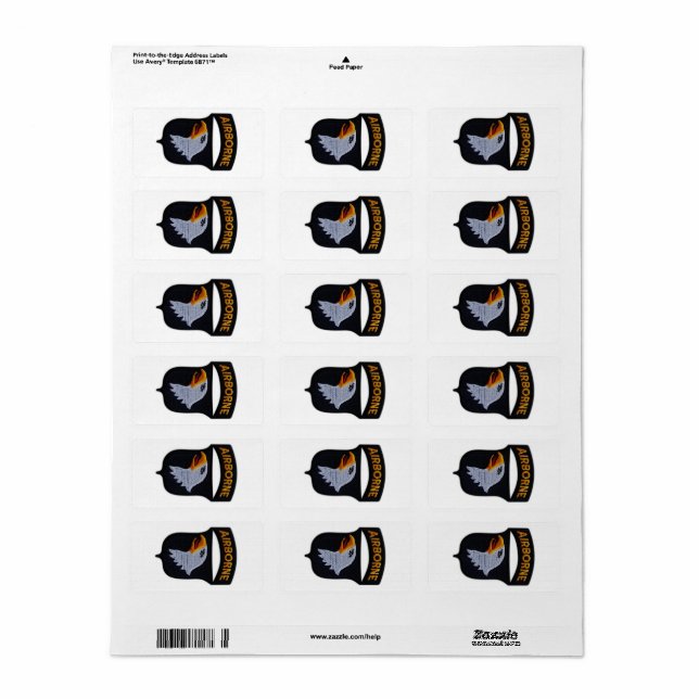 Étiquette 101e ABN Airborne hurlant Aigles Veterans LRRP (Feuille entière)