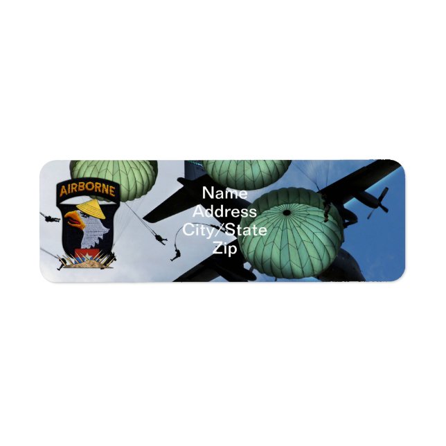 Étiquette 101e ABN Airborne hurlant Eagles Guerre du Vietnam (Devant)