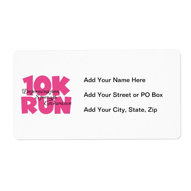 Étiquette 10K Run Sport Rose (Devant)