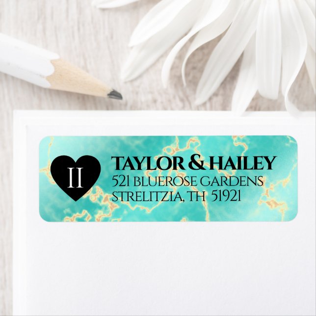 Étiquette 11ème anniversaire de Mariage turquoise (En situation)