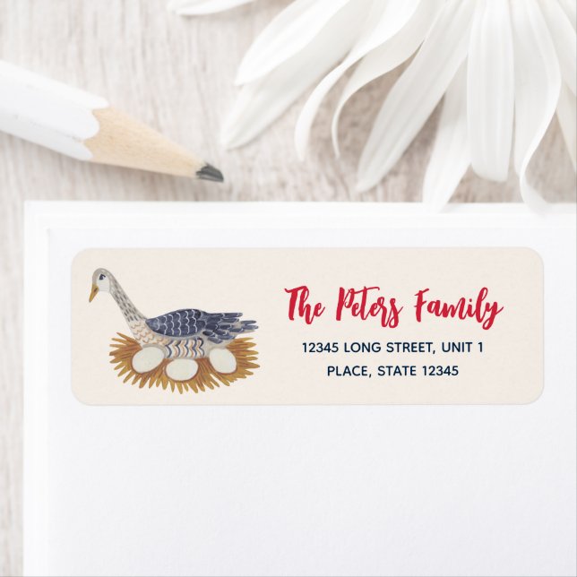 Étiquette 12 Jours de Noël Illustration 6 Oies a Lay (En situation)