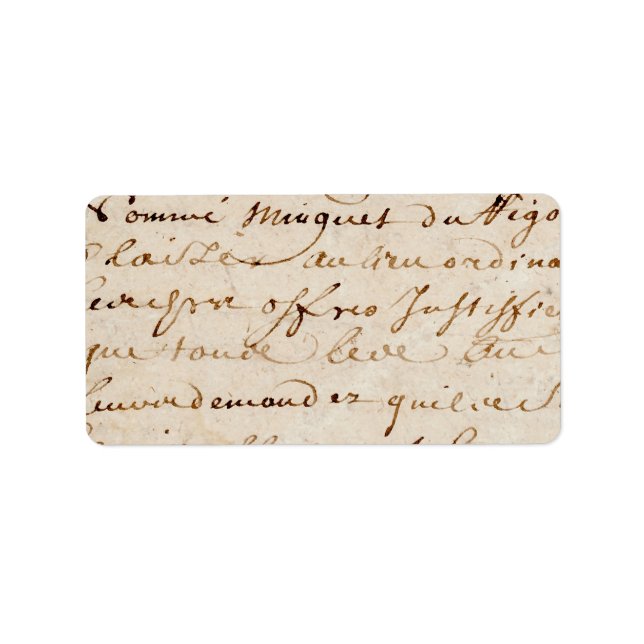 Étiquette 1700 s Vintage French Script Grunge Parchment Pape (Devant)