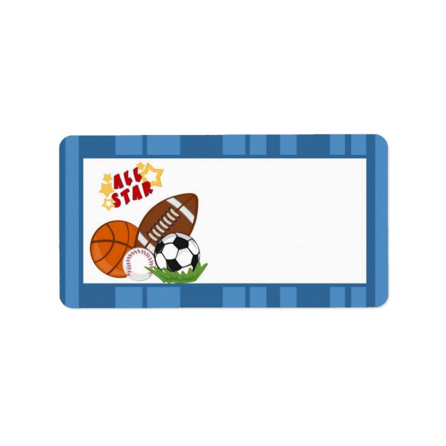 Étiquette 1,25 po x 2,75 po Adresse postale bleu étoile (Devant)