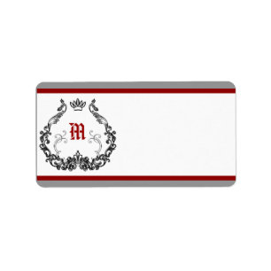 Étiquette 1,25 po x 2,75 po Adresse postale Crimson Red Orna