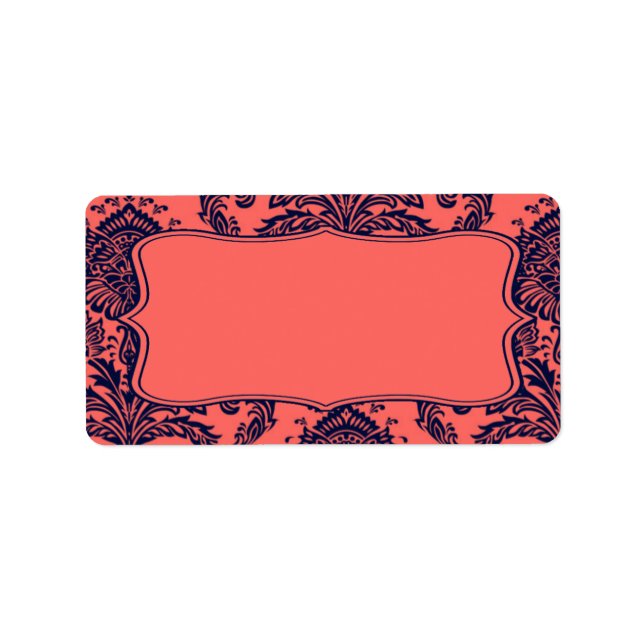 Étiquette 1,25 po x 2,75 po Adresse postale Dentelle bleu ma (Devant)