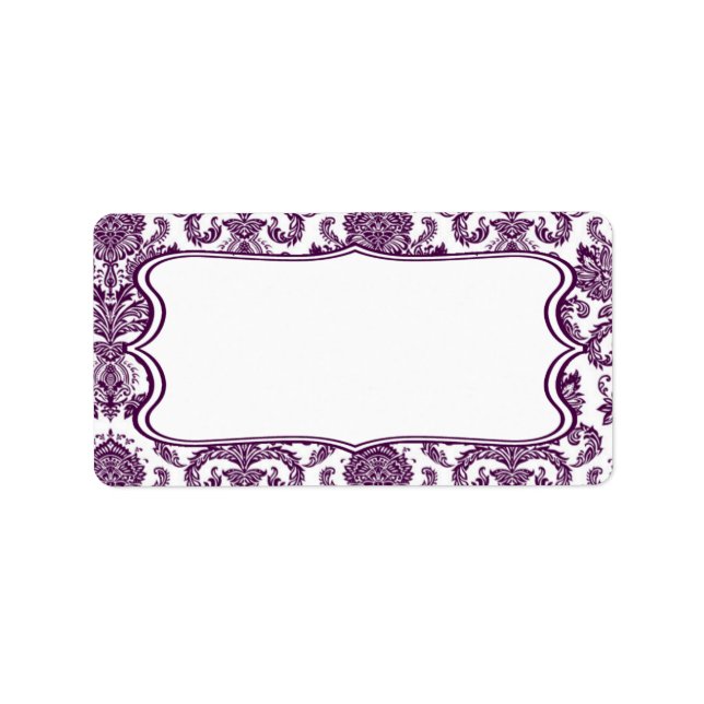 Étiquette 1,25 po x 2,75 po Adresse postale Plum Purpl Damas (Devant)